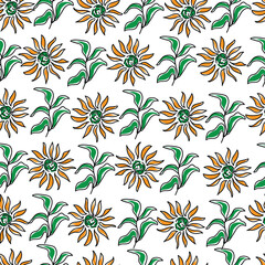 Hand-drawn floral pattern. seamless summer floral background for print design