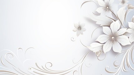 Fototapeta na wymiar Abstract background with white floral ornament on a white background