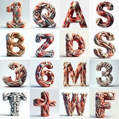 Fototapeta premium 3D lettering what blend Bones and Muscles. AI generated illustration