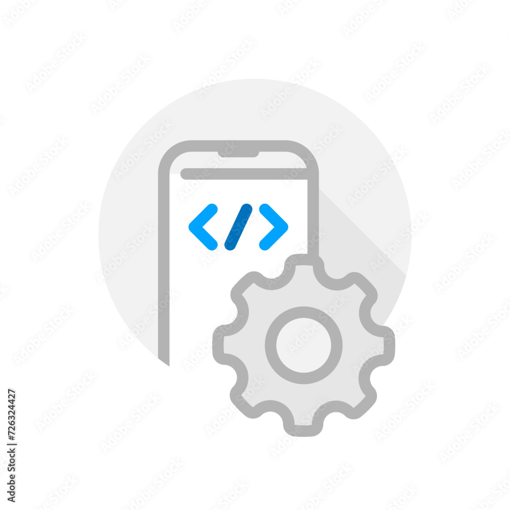 Poster bug fixes and maintenance on mobile app concept illustration flat design vector. simple modern graph