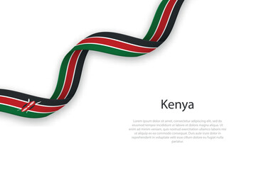 Waving ribbon with flag of Kenya