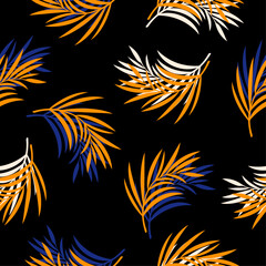 Vector seamless floral pattern.Fashionable template.Palm leaves.Hand drawn unique print.	
