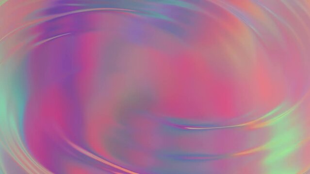 3D animation - Looped animated abstract background of a rotating swirling surface with iridescent colorful reflections