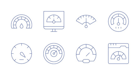 Speedometer icons. Editable stroke. Containing speedometer, performance, web.