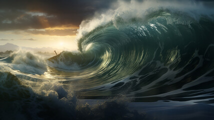Huge wave in the ocean