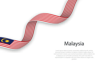 Waving ribbon with flag of Malaysia