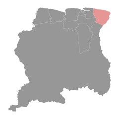 Marowijne District map, administrative division of Suriname. Vector illustration.