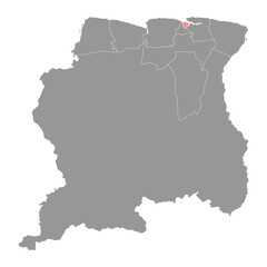 Paramaribo District map, administrative division of Suriname. Vector illustration.