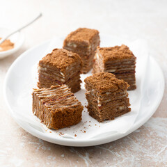 Homemade chocolate layered cake