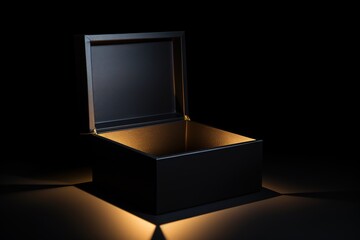 Open Black Box on a Dark Background Illuminated From Above