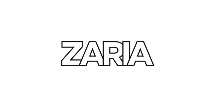 Zaria in the Nigeria emblem. The design features a geometric style, vector illustration with bold typography in a modern font. The graphic slogan lettering.