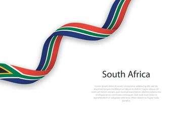 Waving ribbon with flag of South Africa