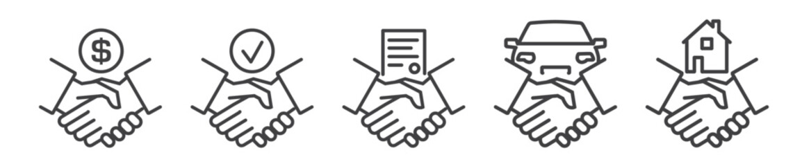 Sales agreement and contract - Thine Line Icon Set on white background
