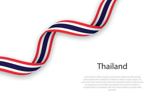 Waving ribbon with flag of Thailand
