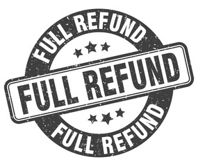 full refund stamp. full refund label. round grunge sign