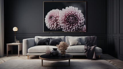 Chrysanthemums arranged in a modern interior setting with sleek and sophisticated elements
