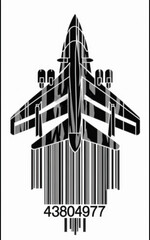 Airplane Fighter in barcode shape conceptual art
