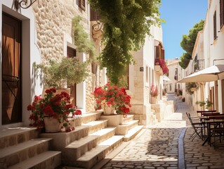 Fototapeta na wymiar Mediterranean Streets Radiating Cleanliness and Brightness
