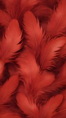 Background with a luxurious pattern of large red feathers