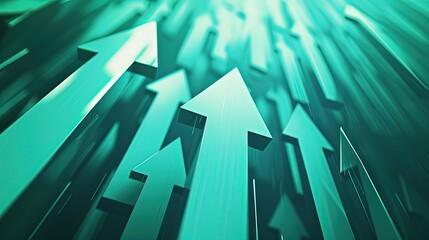 A dynamic array of vibrant green arrows pointing upwards, conveying motion, growth, and the concept of positive direction in a digital space.