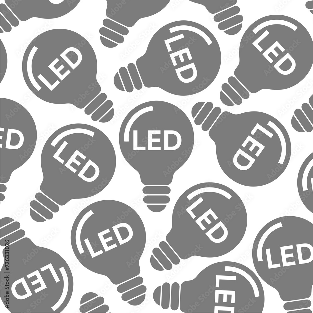 Poster led light bulb seamless pattern isolated on white background