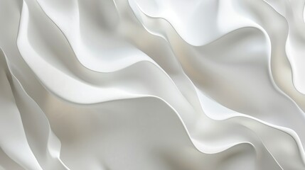 Obraz premium Minimal abstract white background with smooth curve, flowing satin waves for backdrop design