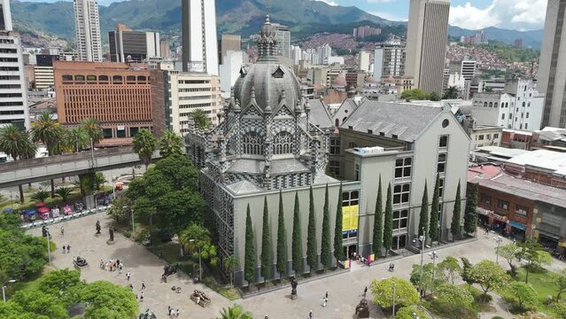Palace of Culture, Beautiful Tourism Buiding in Medellin, Columbia Aerial