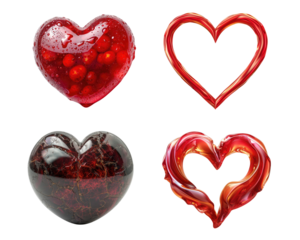 Set of element realistic love shape isolated on transparent background