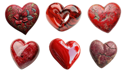 Set of element realistic love shape isolated on transparent background