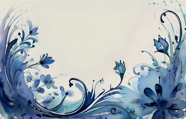 colorful abstract plant painting wallpaper with watercolor on paper