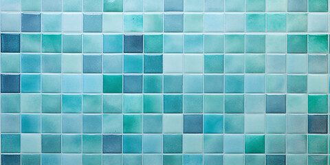 Background with small glossy teal blue rectangular tiles