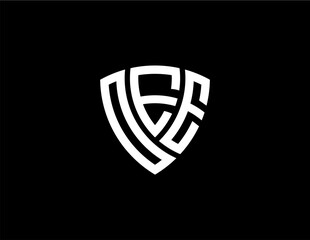 Fototapeta premium OEE creative letter shield logo design vector icon illustration