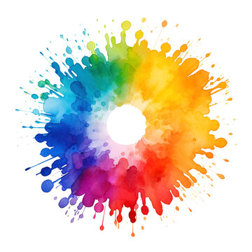 colorful watercolor splashes isolated on transparent background Remove png, Clipping Path, pen tool, white