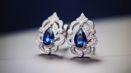 Sapphire earrings with diamonds.
