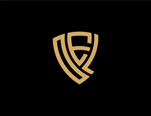 OEL creative letter shield logo design vector icon illustration
