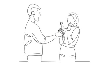 A woman was surprised to be given flowers