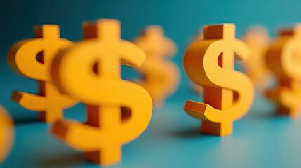 Obraz premium symbols of dollar currency background selective focus - AI Generated Abstract Art