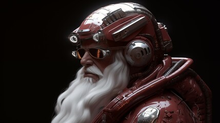 Futuristic Santa Claus in Robotic Suit