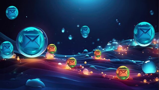 message concept, mail concept, logo in bubble 4k video concept