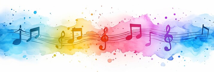 Abstract bright background with music notes and signs  creating a melodic symphony