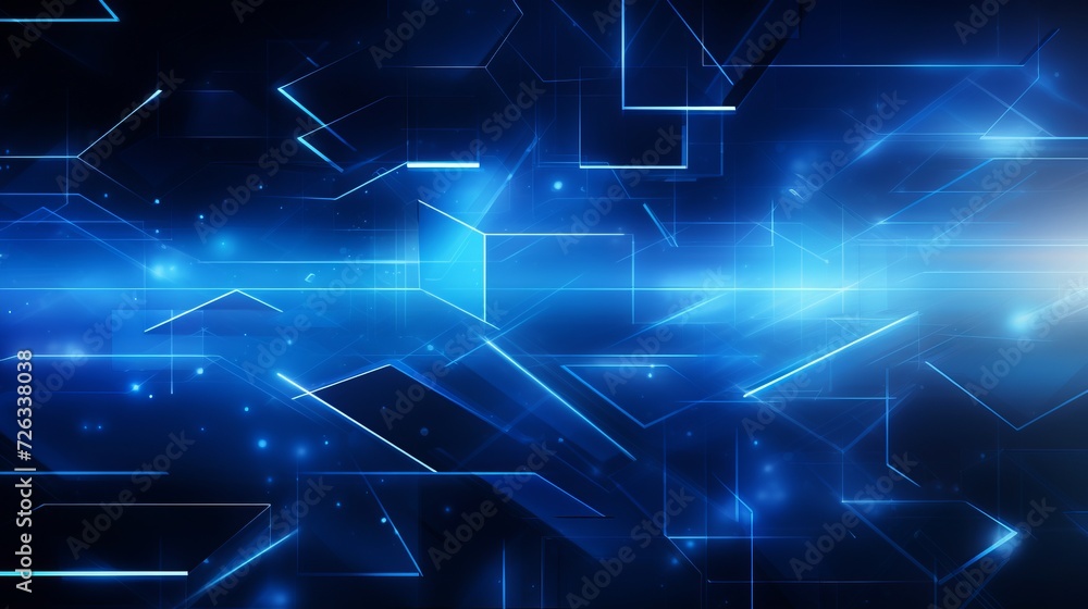 Canvas Prints vibrant blue abstract tech background with geometric shapes