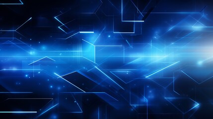 Vibrant blue abstract tech background with geometric shapes