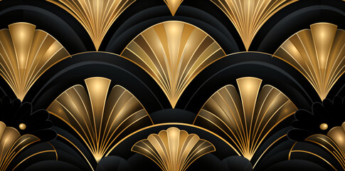 black and gold background with abstract pattern, art deco geometric patterns