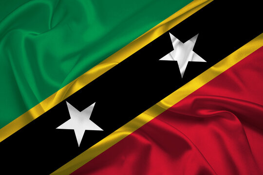 Flag Of Saint Kitts and Nevis, Saint Kitts and Nevis flag, National flag of Saint Kitts and Nevis. fabric flag of Saint Kitts and Nevis.