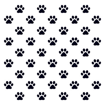 Pattern Footprints of a dog or cat. Isolated silhouette vector.
