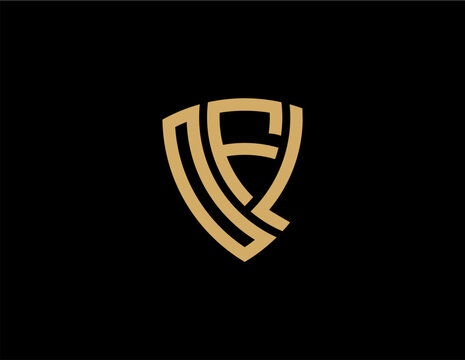 OFL creative letter shield logo design vector icon illustration
