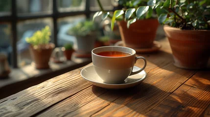 Foto op Aluminium Warm Tea in Nature's Ambiance © lan