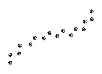 Paw print cat, dog, puppy pet trace. Isolated silhouette vector.