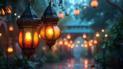  Ramadan 3-5 lanterns with mosque backgroun