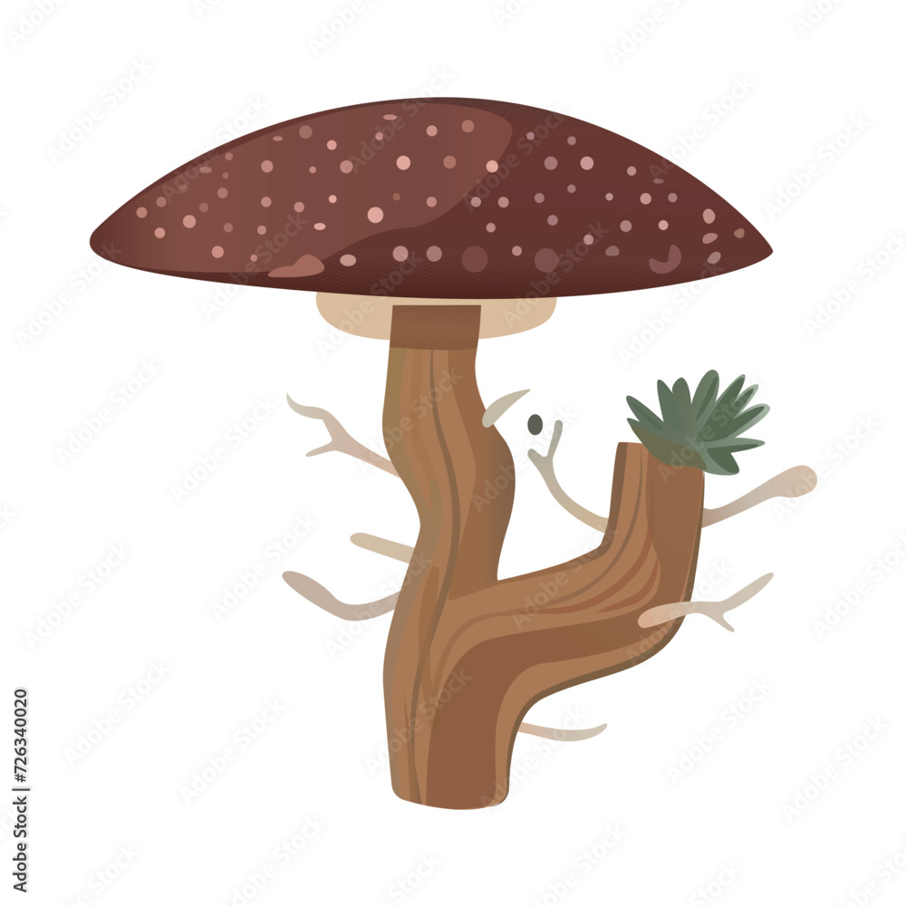 Aufkleber mushroom element of colorful set. this illustration skillfully combines a mushroom as a nature eleme